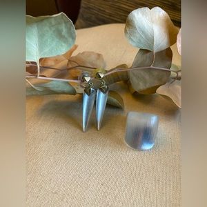 COPY - Alexis Bittar Matching earring and ring set! White lucite and 10k gold v…